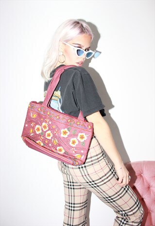 VINTAGE 90S / Y2K EMROIDERED BEACH HANDBAG