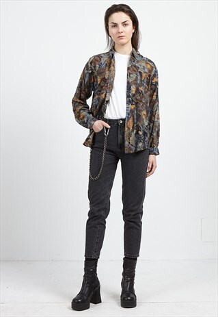 VINTAGE BROWN GREEN LONG SLEEVE SHIRT