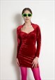VINTAGE 90S VELVET RED MINI DRESS
