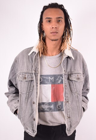 LEVI'S MENS VINTAGE SHERPA DENIM JACKET MEDIUM GREY 90S