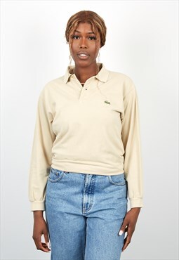 Vintage Lacoste Long Sleeve Polo Shirt in Beige