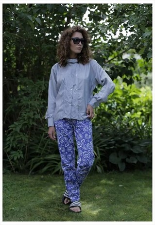VINTAGE 80'S LIGHT BLUE LONG SLEEVED BLOUSE