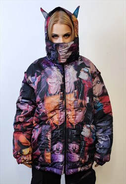 Anime bomber reversible jacket detachable Naruto puffer