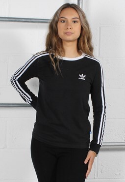 Vintage Adidas Long Sleeve Top in Black with Logo Size 10