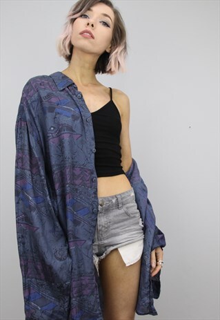 VINTAGE 80S/90S OVERSIZED PATTERNED SILK SHIRT