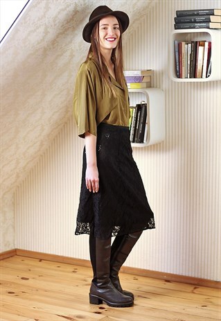 BLACK CROCHET GLITTER SEQUINS OCCASIONS SKIRT