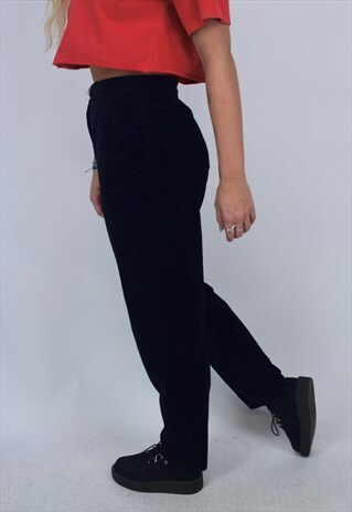 VINTAGE 90'S BLACK VELVET TROUSERS
