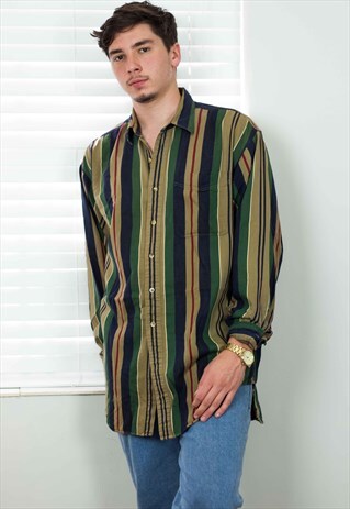 VINTAGE STRIPED SHIRT 90S L 15.6
