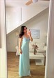 Vintage beautiful maxi dress in sky blue with lace detail