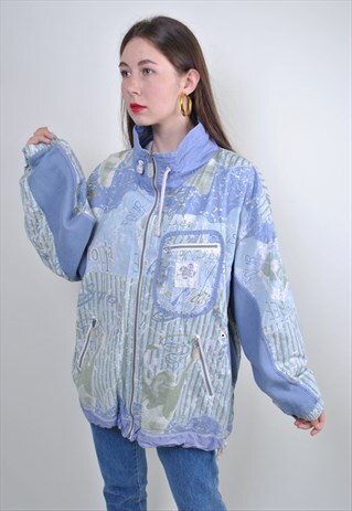 ABSTRACT PATTERN MULTICOLOR WINDBREAKER, SIZE L