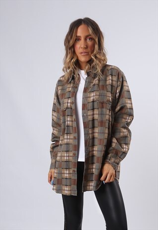 COTTON PATTERNED SHIRT FITTED OVERSIZED UK 14 - 16 (FBP)