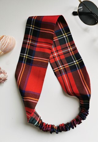 HANDMADE TARTAN PLAID HAIR SECURE HEADBAND