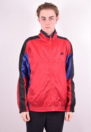 NIKE MENS VINTAGE TRACKSUIT TOP JACKET LARGE RED 90S