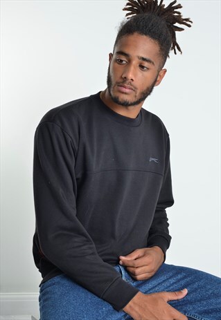 VINTAGE SLAZENGER SWEATSHIRT JUMPER BLACK