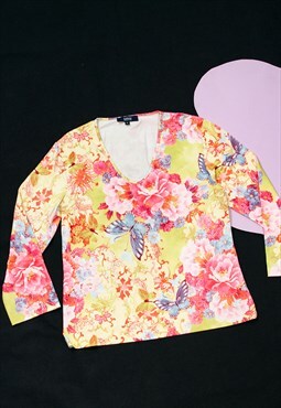 Vintage Top Y2K Fairy Butterfly Long Sleeve T-shirt in Pink