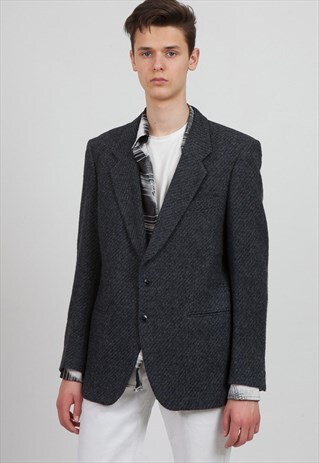 VINTAGE GREY BLAZER WOOL JACKET