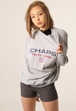 VINTAGE CHAPS RALPH LAUREN EMBROIDERED SPELL OUT SWEATSHIRT