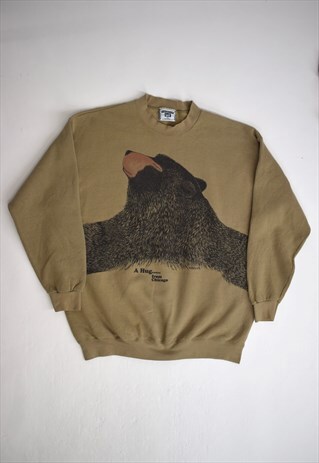 VINTAGE 90S LEE BROWN BEAR HUG SWEATSHIRT