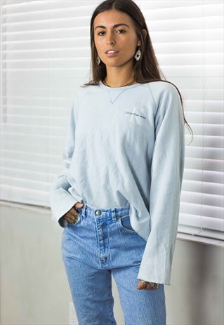 VINTAGE CK CALVIN KLEIN SWEATSHIRT LOGO 90S L 10.4