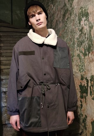 SOFT FLEECE REVERSIBLE COAT FUR PARKA BOMBER JACKET PURPLE