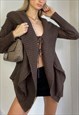 VINTAGE Y2K TIE FRONT WATERFALL KNITTED CARDIGAN MOHAIR