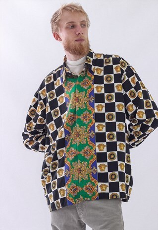 VINTAGE MENS VERSACE MEDUSA BAROQUE LOGO LONG SLEEVE SHIRT