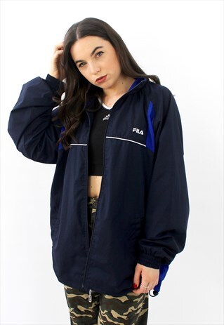 90'S RETRO NAVY OVERSIZED TRACK JACKET