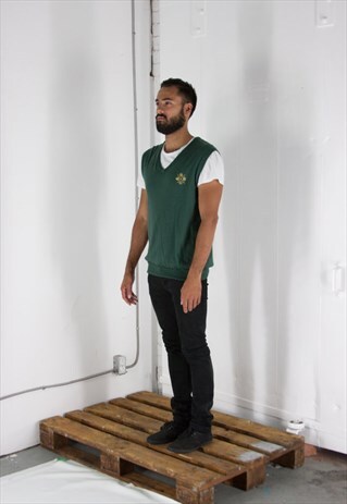 ON SALE KNITTED GREEN VEST / FALL SLEEVELESS VEST