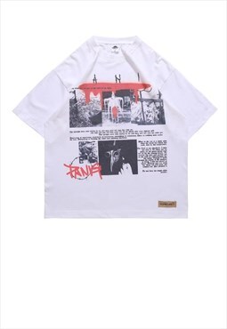Punk t-shirt retro poster tee gothic top in white