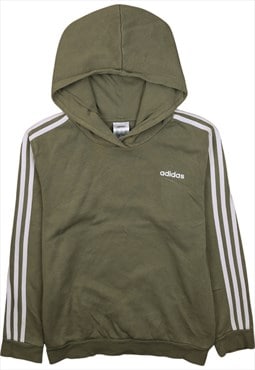 Vintage 90's Adidas Hoodie Striped Sleeves Pullover Green