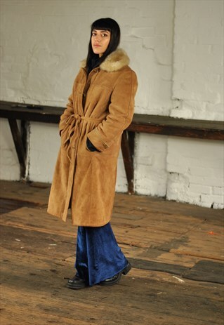 VINTAGE TAN BROWN SHEEPSKIN PENNY LANE COAT