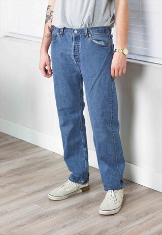 VINTAGE LEVI'S JEANS LOGO 90S 34W 32L 26.8