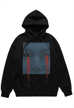Blood tears hoodie crygirl pullover graffiti top Goth jumper