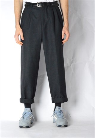 VINTAGE 90S DARK GREY WOOL BLEND PANTS