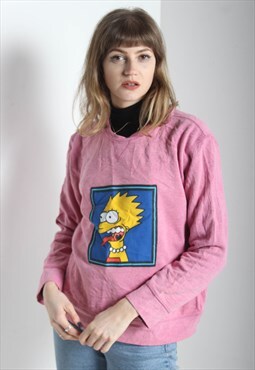 Vintage The Simpsons Cartoon Graphic Sweatshirt Pink