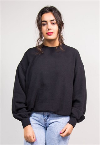 VINTAGE 90'S BLACK BASIC SWEATSHIRT JUMPER