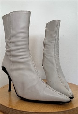 Y2K Vintage Pointy Real Leather Ankle Boots