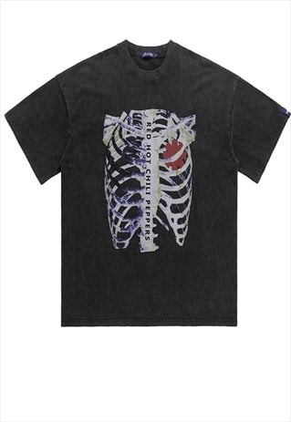 Bones t-shirt grunge tee Red hot chili peppers top in black