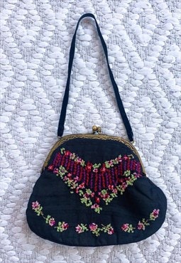 2000s Y2K floral embroidered handbag 