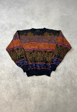 Vintage Abstract Knitted Jumper Funky Patterned Sweater