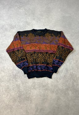 Vintage Abstract Knitted Jumper Funky Patterned Sweater