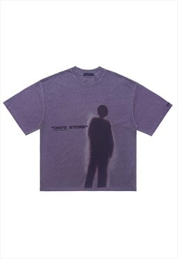 Ghost t-shirt shadow print tee retro gothic top acid purple