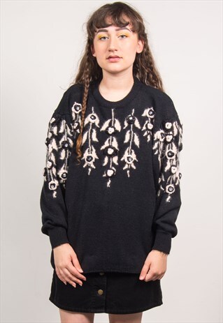 VINTAGE 90'S FLORAL GEM KNIT JUMPER