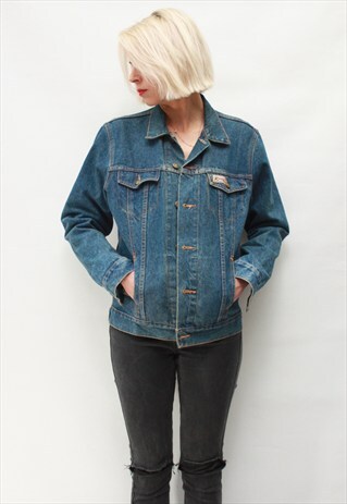 VINTAGE 90' AMAZING BEAUTIFUL CLASSIC DENIM BLUE JACKET