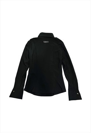 FENDI SHIRT BLACK MONOGRAM ZUCCA VINTAGE DIAMANTE SIZE SMALL
