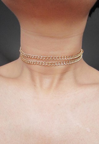 DOUBLE CHAIN CHOKER - GOLD