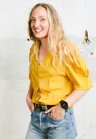 VINTAGE 90S YELLOW JACKET SHIRT