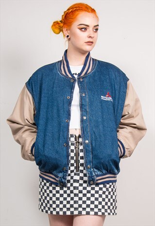 90'S VINTAGE MITSUBISHI DENIM BASEBALL STYLE JACKET