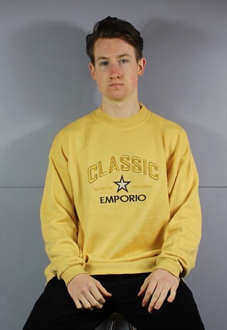 VINTAGE EMPORIO SPORTS SWEATSHIRT IN YELLOW WITH EMBROIDERED