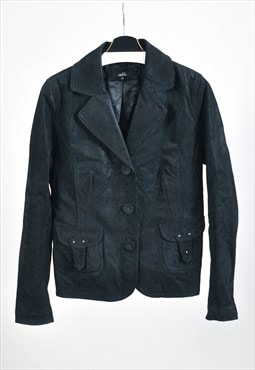 Vintage 00s suede leather blazer jacket in black